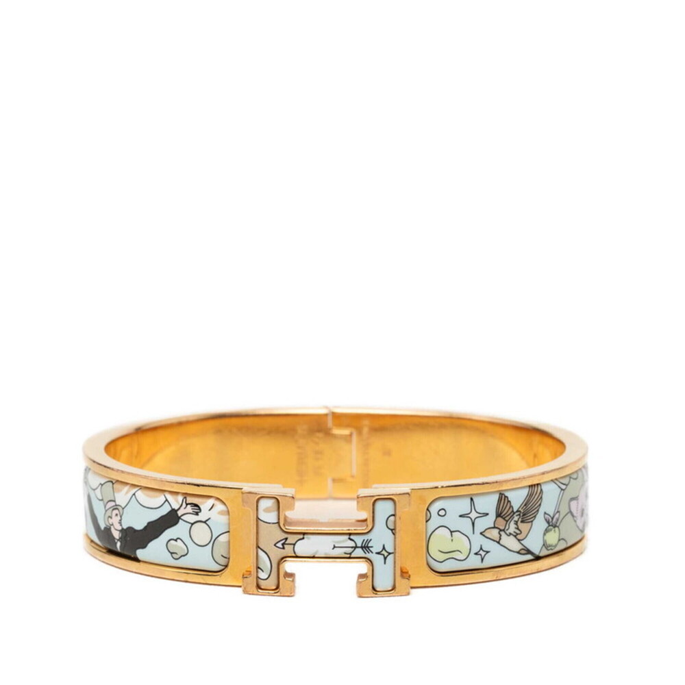 Hermes Click H PM Bracelet Bangle Gold Multicolor Plated Enamel Women's HERMES
